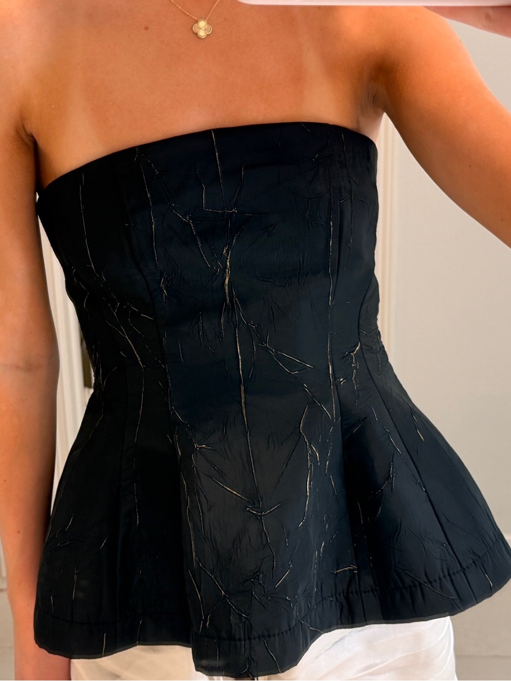 Zara Strapless Black Peplum Top